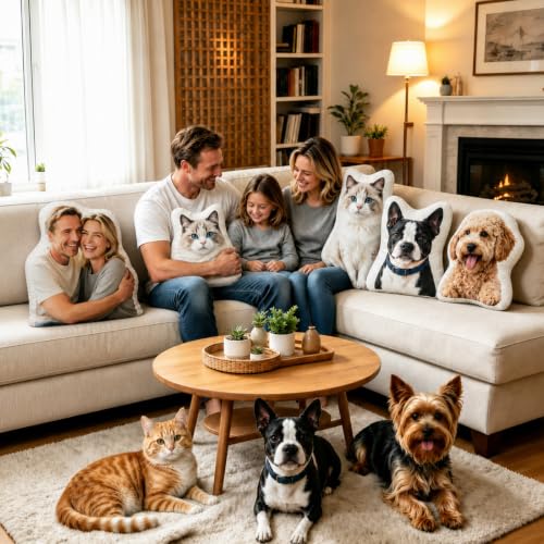 Personalized Pet Face Pillow - Custom Photo Memory Gift for Dog & Cat Lovers