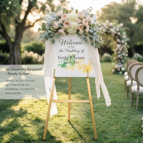 Gold Easel Stand for Sign - Heavy Duty, Adjustable & Assembly-Free Display