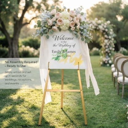 Gold Easel Stand for Sign - Heavy Duty, Adjustable & Assembly-Free Display