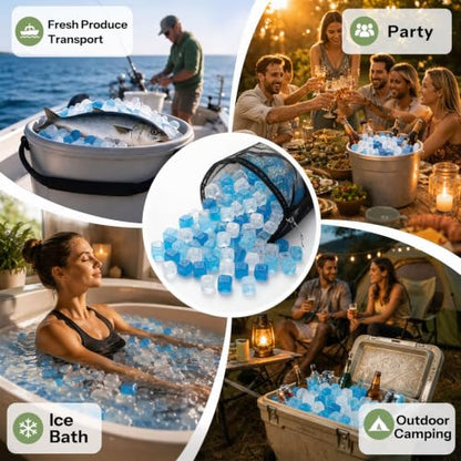 Blue Reusable Ice Cubes - 400 Pack, Fast Freezing, Non-Diluting Drink Chilling