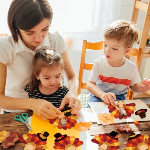 Thanksgiving Turkey Paper Cutouts Set - 48 Pieces for Fall Decor & Crafts - Variation of THIS listing