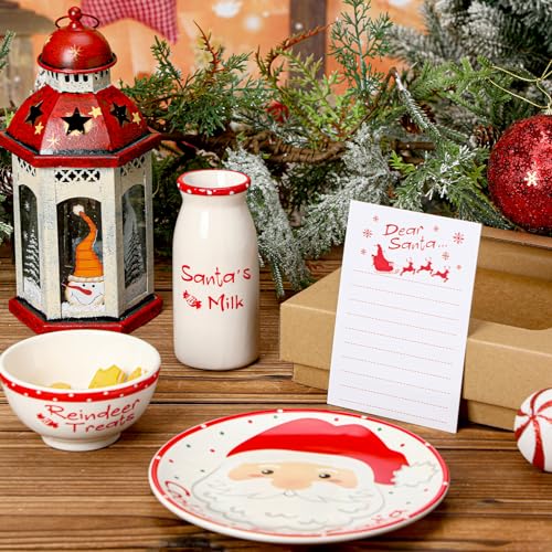 Christmas Cookies Plate Milk Jar Bowl Set with Claus Variation