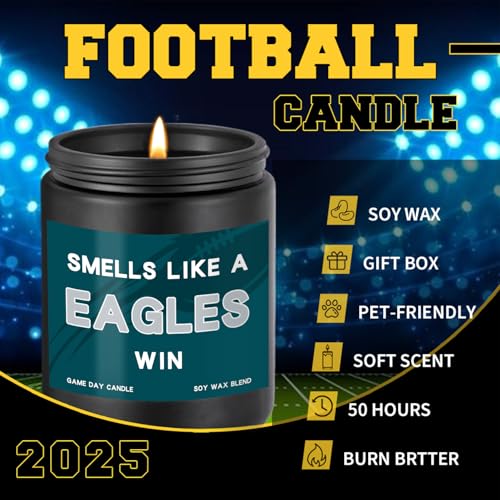Green Eagles Scented Candle Football Fan Decor - Game Day Gift