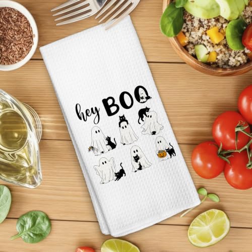 Halloween Ghost Black Cat Kitchen Towels Set of 2 - Fall10 Variation