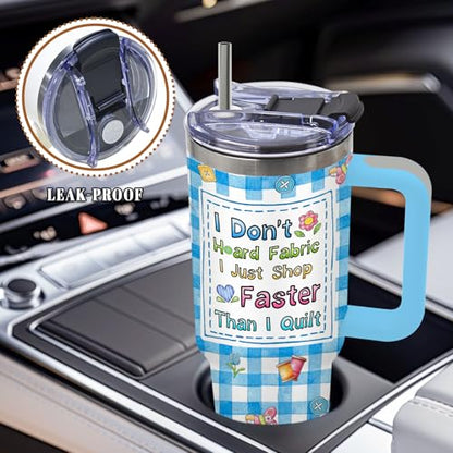 Plaid Sewing Tumblers 40oz Insulated Gift for Quilters - Sewing Theme