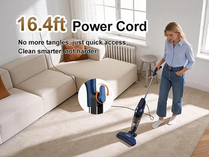 Skiennix Corded Vacuum Cleaner - 14KPa Powerful Suction, Lightweight Stick Design, Converts to Handheld for Pet Hair & Hard Floors