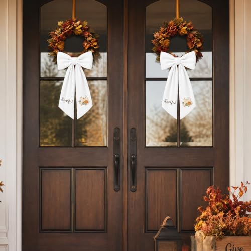 Thankful Fall Wreath Sash Set - Embroidered Pumpkin & Floral Decor - Multiple Sizes
