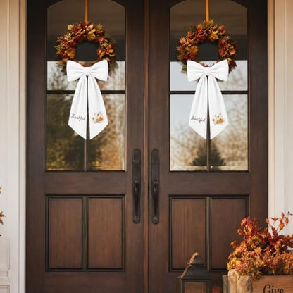 Thankful Fall Wreath Sash Set - Embroidered Pumpkin & Floral Decor - Multiple Sizes