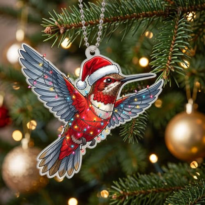Hummingbird Christmas Tree Ornament - Festive Holiday Decor, 3.94 Inch