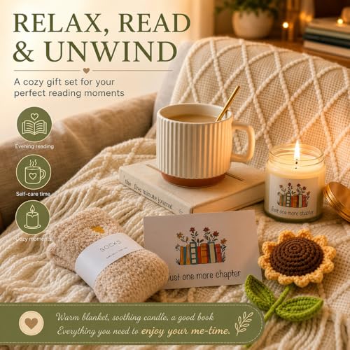 Book Lovers Gift Set for Women - Reading Accessories with Sunflower & Cozy Items