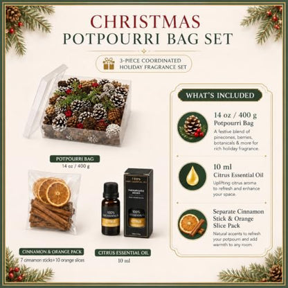 Christmas Potpourri Set with Essential Oil - Vase Filler & Home Fragrance