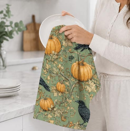 Black Crow Halloween Kitchen Bathroom Towel - 16x24in Decorative Hand Towel Variation