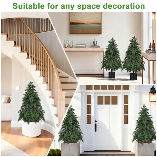 Artificial Topiary Cypress Trees with Pot - 3FT Cedar Tree - 2 Pack