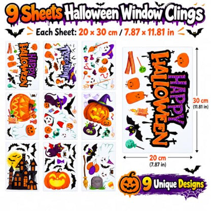 Halloween Window Clings Decorations with Ghost Pumpkin Bat - Halloween