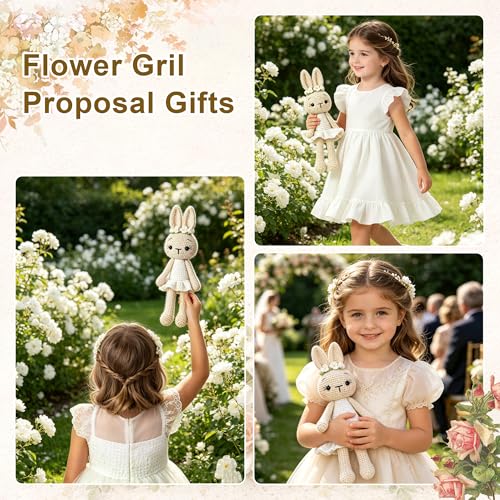 Flower Girl Proposal Gift Handmade Crochet Bunny - Will You Be My Flower Girl Variation of Crochet Bunny (1 Piece)