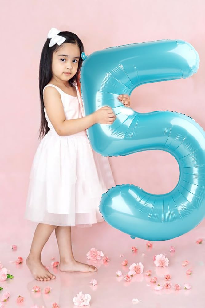 Balloon Numbers | 40 Inch Pastel Blue Balloons for 5th Birthday & Wedding Decor