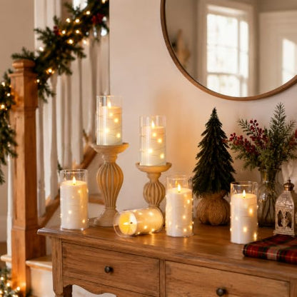 Flickering Flameless Candles with Remote Timer - White, 6 Pack