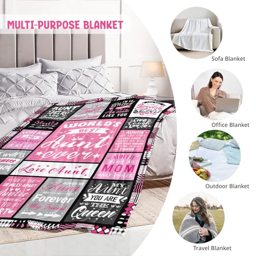 Best Aunt Ever Blanket - 60x80 Gift for Aunt from Niece - Cozy Throw