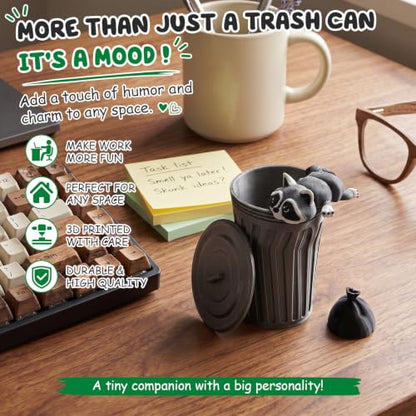 Articulated Raccoon Trash Can Desk Decor - 3D Printed Animal Toy