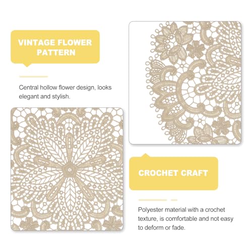 uxcell Retro Lace Placemats 10.6x10.6 Inch Round Doilies Set of 2 - Matte Brown