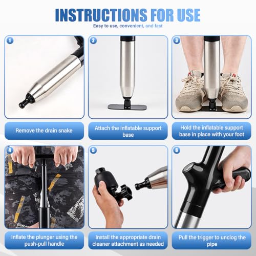 Black High Pressure Toilet Plunger Heavy Duty Bathroom Unclogger