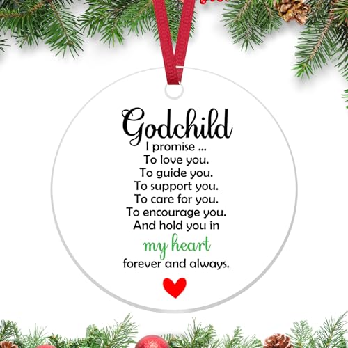 Christmas Holiday Ornament for Godchild from Godmother or Godfather Acrylic Hanging Decor