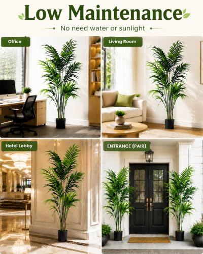 6FT Tall Artificial Palm Tree - Realistic Indoor & Outdoor Fake Plant