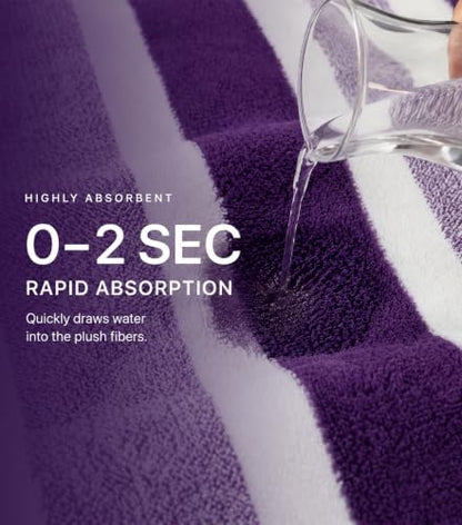 Purple Bath Sheets 2 Pack - Extra Large Microfiber Towels for Pool & Gym