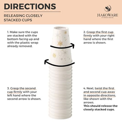 12oz Christmas Disposable Coffee Cups with Lids - Snowflake Winter Design, Pack of 100