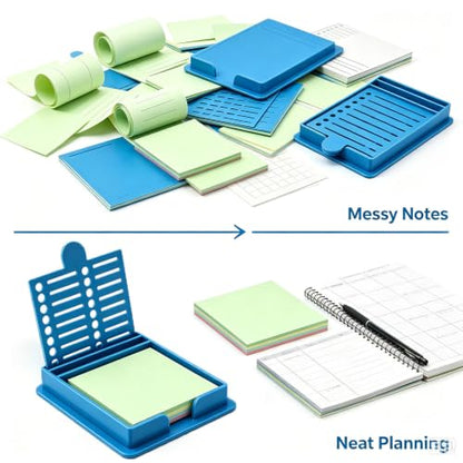 Sticky Note Holder Dispenser with 100 Sheets & 5 Stencils, 3x3 Inch Organizer
