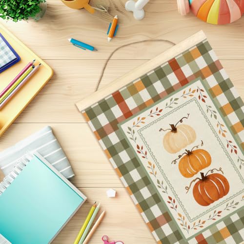 Fall Colorful Pumpkin Wall Art Poster with Frame 12x16 Inch Home Decor