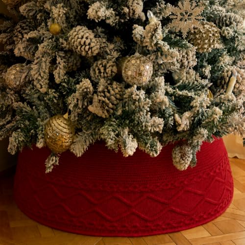 Noiclub Knit Christmas Tree Collar - Cream, Adjustable 23-30 Inch Diameter