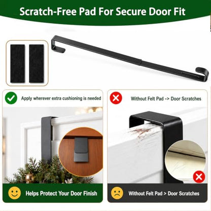 Heavy-Duty Adjustable Wreath Hanger for Front Door Black - Supports Up to 30 lbs