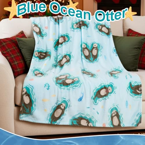 Blue Sea Otter Gift Set - 10 Pcs Tumbler, Blanket, Socks & More (Variation: Blue Sea Otter)