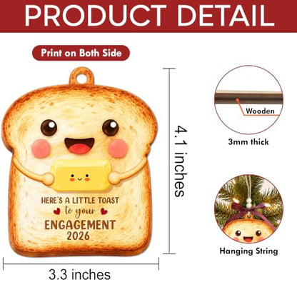 Engagement Keepsake Ornament for Couples - Wooden Toast Design 2026 Christmas Decoration