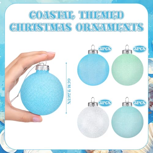 12 Coastal Christmas Tree Ornaments - 2.36 Inch Nautical Holiday Decor - Basic Style