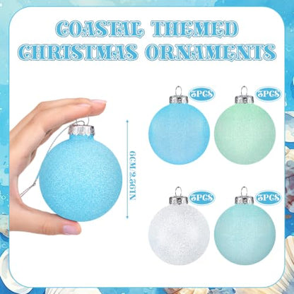 12 Coastal Christmas Tree Ornaments - 2.36 Inch Nautical Holiday Decor - Basic Style