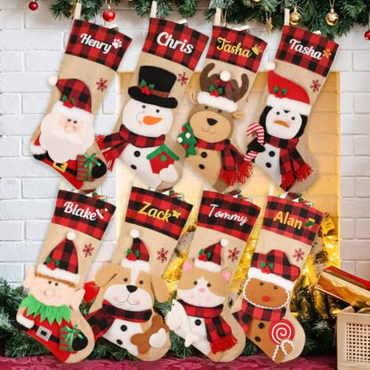 Personalized Christmas Stockings for Family - Custom Holiday Decor - Style 1