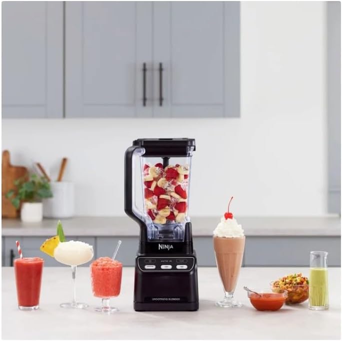 Ninja BN401-A Personal Blender - Auto-iQ Technology, 1100 Peak Watts for Smoothies & Frozen Drinks | Gray with To-Go Cups