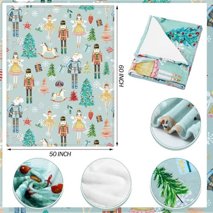 Buryeah Christmas Nutcracker Ballet Flannel Throw Blanket - Green