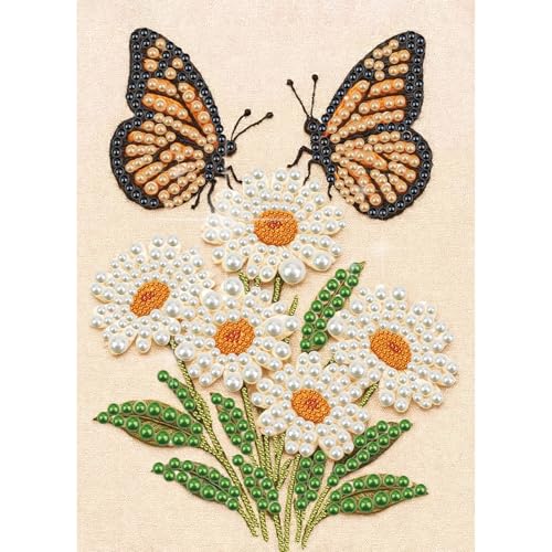 Pearl Butterfly Diamond Painting Kit for Adults and Beginners - Flower Variation, 12x16 Inch Home Wall Decor