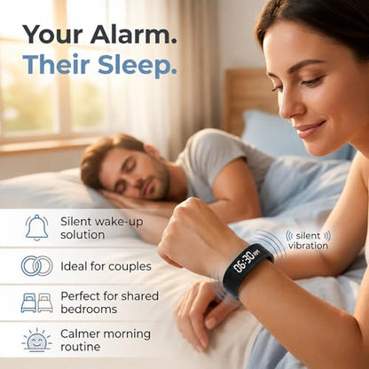 Heavy Sleepers Vibration Alarm Wristband - Silent Wake Up Watch with Time Display & Tracking - Variation 1