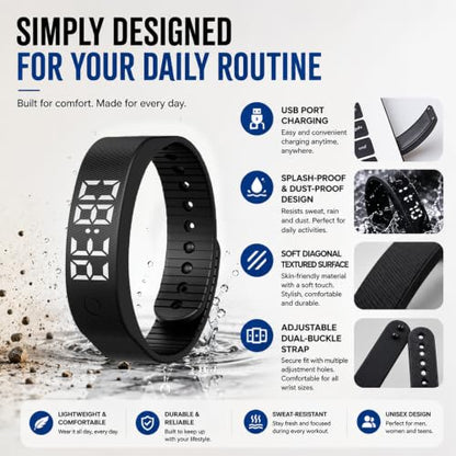 Vibrating Alarm Wristband with Activity Tracker for Heavy Sleepers
