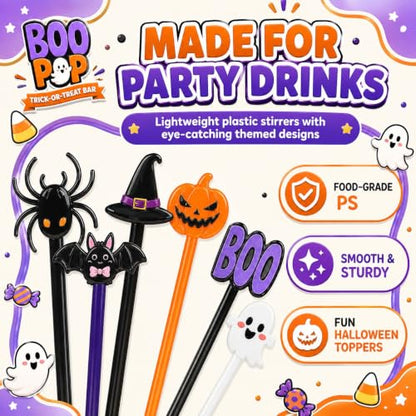 Classic Halloween Cocktail Stir Sticks - 36 Assorted 7.1 Inch Drink Swizzles