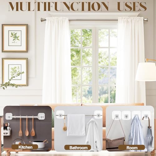 Transparent No Drill Curtain Rod Brackets 4PCS - Damage-Free Adhesive Hooks for Windows
