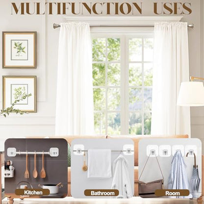 Transparent No Drill Curtain Rod Brackets 4PCS - Damage-Free Adhesive Hooks for Windows