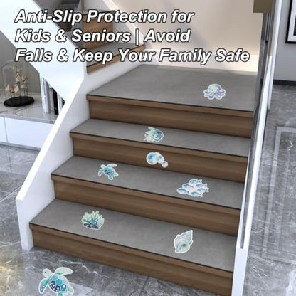 22PCS Non-Slip Bathtub Stickers with Sea Turtle Design and Scraper