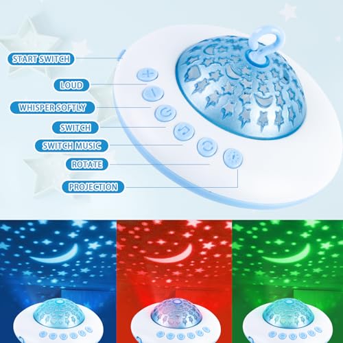 Baby Crib Mobile with Music Lights & Remote Control for Nursery, Rotation & Starlight Projection