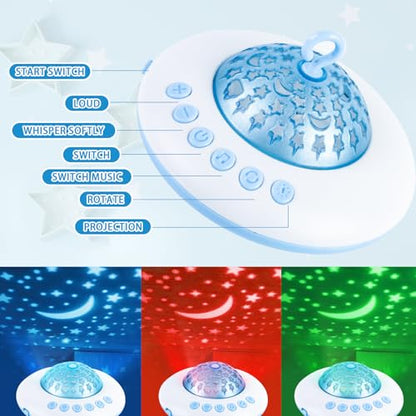 Baby Crib Mobile with Music Lights & Remote Control for Nursery, Rotation & Starlight Projection