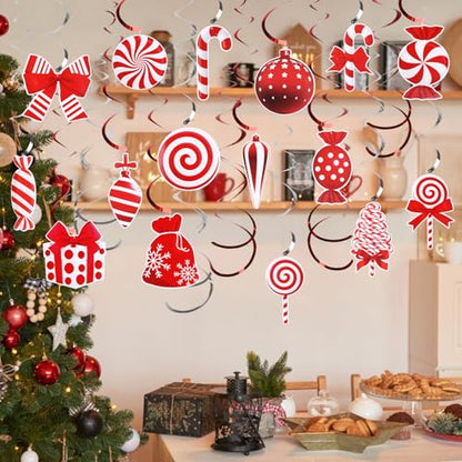 Christmas Candy Cane Hanging Decorations Set - 30 Pcs Holiday Home Ornaments